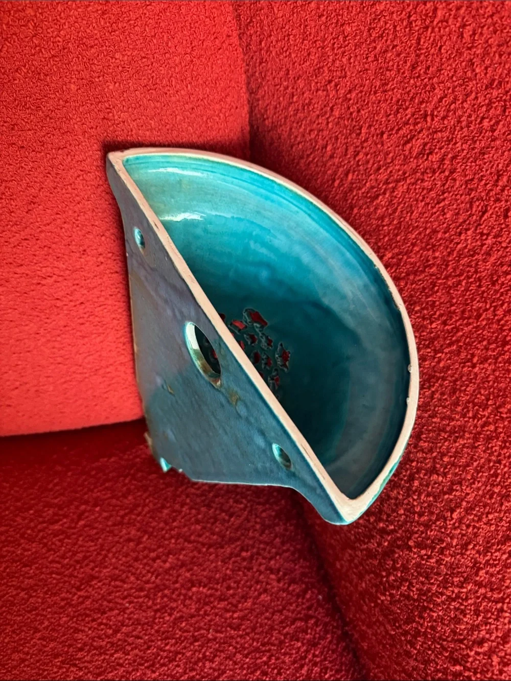 Turquoise Decorative Wall Sconce Planter - Elegant Ceramic Accent